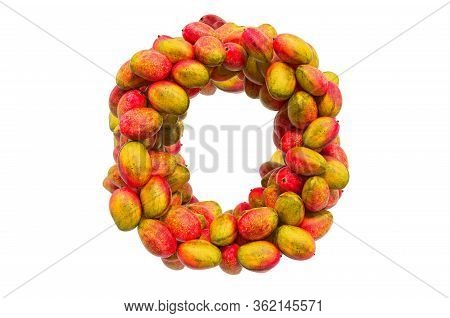 Letter O From Mangos, 3d Rendering Isolated On  White Background