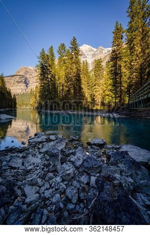 Mount Robson And Whitehorn Mountain, Kinney Lake, Jasper Alberta Kanada