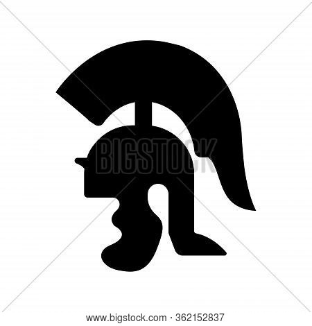 Spartan Helmet Icon On White Background. The Ancient Greek Helmet, An Element Of Armor For Warriors,