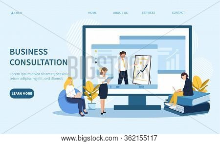 Online Business Consultation Concept With Three Business Colleagues In Front Of A Computer Screen Wi