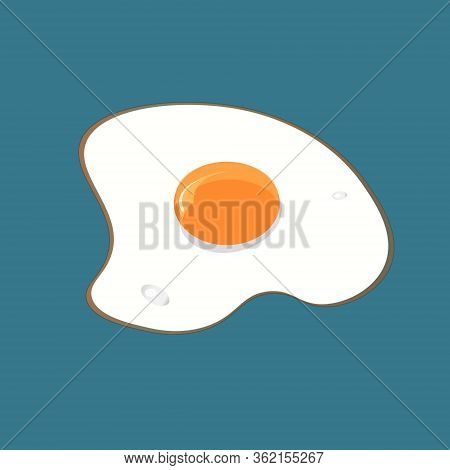 Scrambled One Egg Isolated On Blue Background. Vector Illustration.