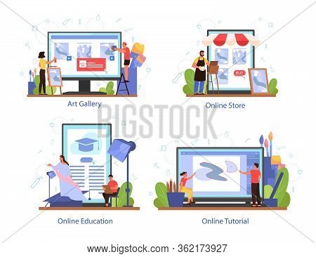 Service Platform For Artist On Differernt Device Concept Set.