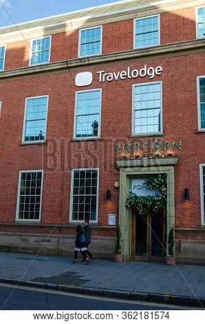Chester, Uk: Mar 1, 2020:the Popcorn Bar In Chester Is Located In The Same Building As A Travelodge.