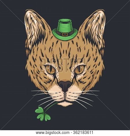 Serval Cat St. Patrick's Day Vector Illustration