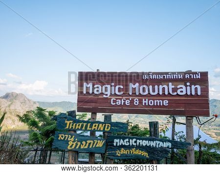 Phayao, Thailand -january,1 2020: Magic Mountain Is Landmark Famous Coffee Shop At Pha Chang Noi Sub
