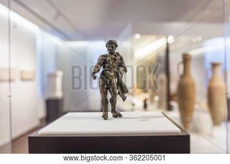 Heracles-melqart Bronze Figurine. Tutelary God Of Gades Phoenician Colony. Malaga Museum, Spain