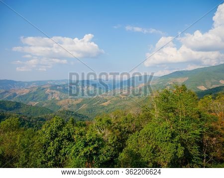 Landscape Mountain View Name Thai : Doi Sakad At Pua,nan,thailand.landmark Green Environment Outdoor