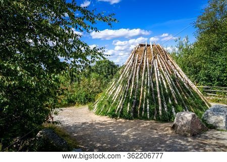 Stockholm/sweden - July 30, 2017 - Traditional Sami Hut, Goahti In Skansen