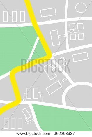 Illustration Of City Map. Search Best Route