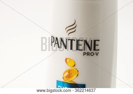 Tbilisi, Georgia- April 18, 2020: Pantene Pro-v Famous Shampoo Bottle On White
