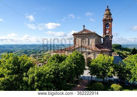 Main Square Of Diano D\'alba (piedmont, Italy), Town In The Hills Of Langhe, With The Gardens And Th