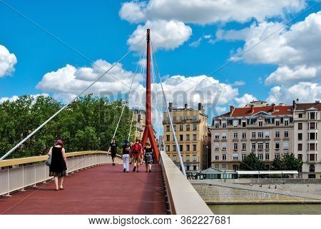 Lyon, France - July 30, 2013 - Passerelle Du Palais De Justice In Lyon, France, On July 30, 2013.