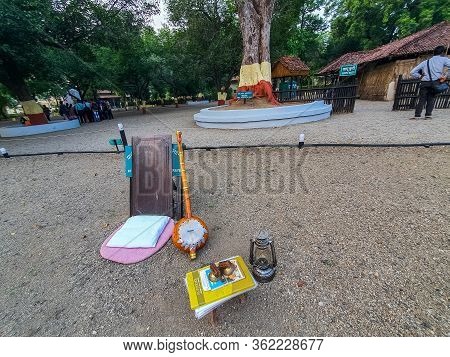 2nd October 2019, Sevagram, India-sitting Arrangements Made For Tourists In Front Of Real Life Objec