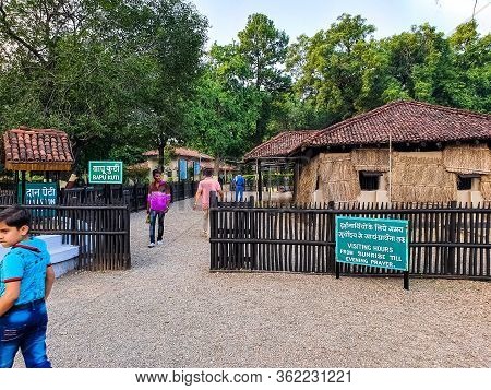 2nd October 2019, Sevagram, India- Tourists Visiting The Huts And Cottages Of Mahatma Gandhis Reside