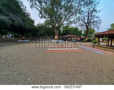 2nd October 2019, Sevagram, India-sitting Arrangements Made For Tourists In Front Of Real Life Objec