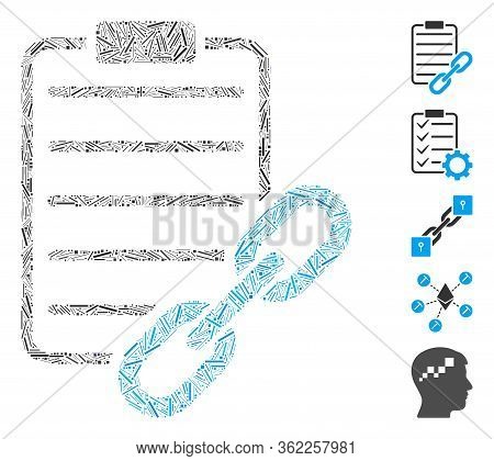 Hatch Mosaic Blockchain Contract Icon Composed Of Straight Items In Different Sizes And Color Hues. 