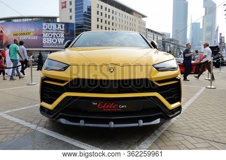 Dubai, Uae - November 16: The Lamborghini Urus Suv Is On Dubai Motor Show 2019 On November 16, 2019