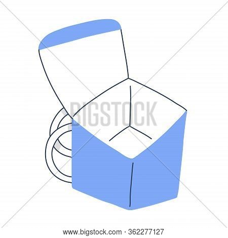 Courier Backpack Box For Delivering Food And Pizza. Empty Blank Thermal Container For Take-out Meals