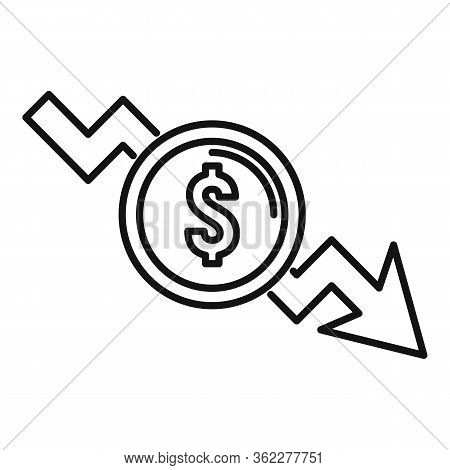 Drop Down Money Icon. Outline Drop Down Money Vector Icon For Web Design Isolated On White Backgroun