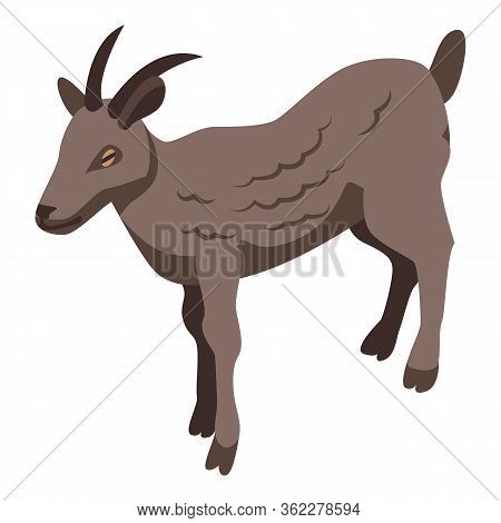 Brown Goat Icon. Isometric Of Brown Goat Vector Icon For Web Design Isolated On White Background