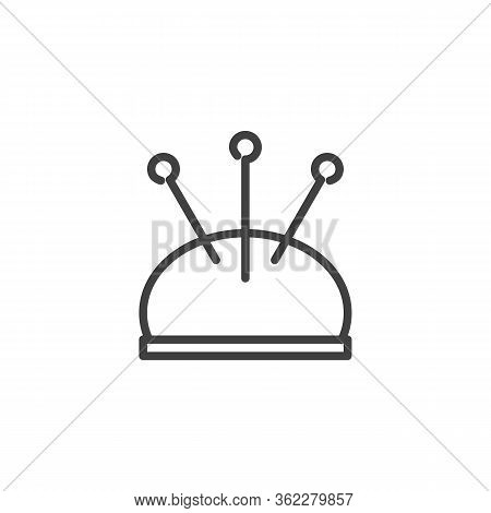 Pincushion Line Icon. Linear Style Sign For Mobile Concept And Web Design. Sewing Pins And Pin Cushi