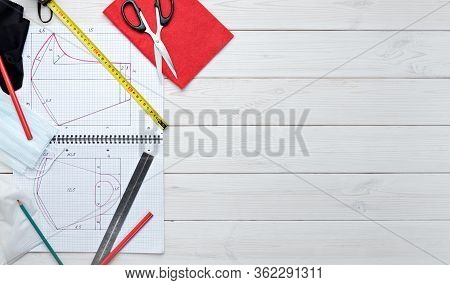 Making Protective Mask For The House From The Fabric, Create A Markup Template For Sewing The Mask, 