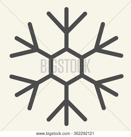 Snowflake Line Icon. Ice Crystal Flake Of Snow With Sixfold Symmetry Outline Style Pictogram On Whit