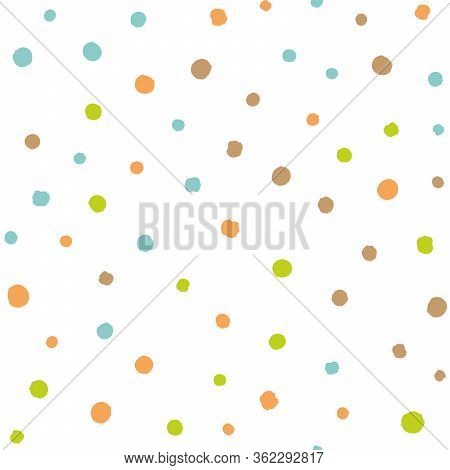 Scattered Colorful Brush Dots. Seamless Background Pattern. Abstract Vector Wallpaper