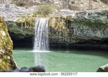 Waterfall Zarecki Krov In Springtime, Istria, Croatia