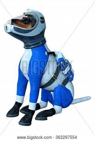 3D Rendering Astronaut Dog On White