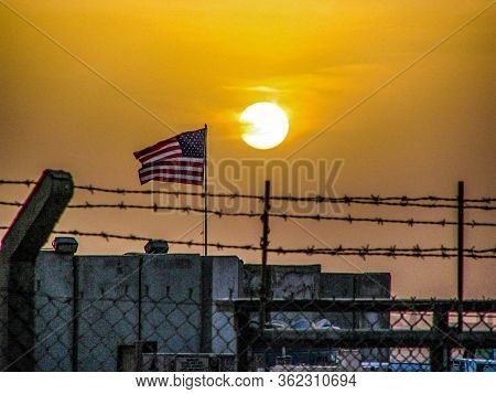 American Flag Stands Bright After A Sand Storm In Iraq