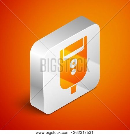 Isometric Electric Razor Blade For Men Icon Isolated On Orange Background. Electric Shaver. Silver S