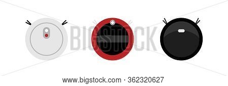 Robot Vacuum Cleaner Set, Collection Of Vector Icons, Illustration.