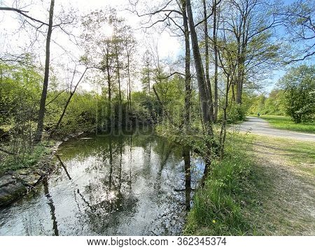 A Spring Landscape With Trees Along Small Lakes Or Ponds And The Glatt River - Zürich (zuerich Or Zu