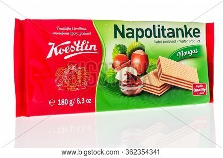Winneconne,  Wi - 21 April 2020:  A Package Of Koestlin Nougat Kocke Wafer On An Isolated Background