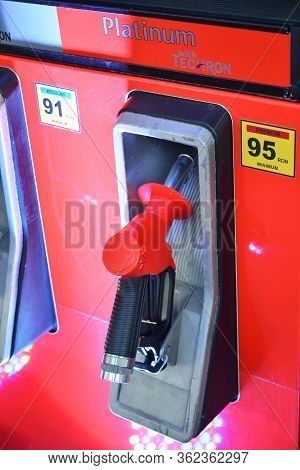 Pasay, Ph - July 26 - Caltex Fuel Gas Pump Platinum At Philauto Show On July 26, 2019 In Pasay, Phil