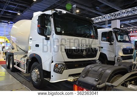 Pasay, Ph - July 26 - Howo Cement Mixer Truck At Philauto Show On July 26, 2019 In Pasay, Philippine