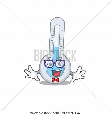 Mascot Design Style Of Geek Cold Thermometer With Glasses