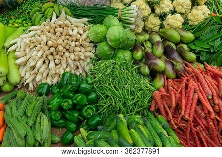 Vegetables For Sale In A Market In Territy Bazar, Kolkata, West Bengal, India.