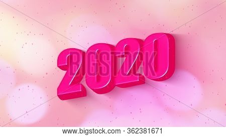 Happy New Year 2020 With Text Simple Shadow Style With Pink Color Bokeh Blur Animation.motion Graphi