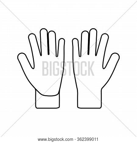 Vector silhouette of gloves for the garden on a white background. For agriculture and caring for plants and vegetables. Flat design illustration of objects without fill. Vector and stock illustration.