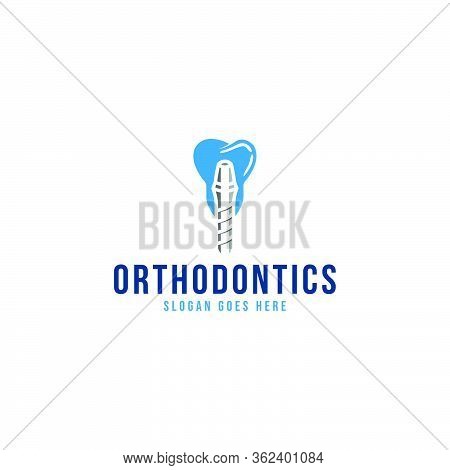 Dental Implant, Stirrup Teeth Logo Ideas. Inspiration Logo Design. Template Vector Illustration. Iso