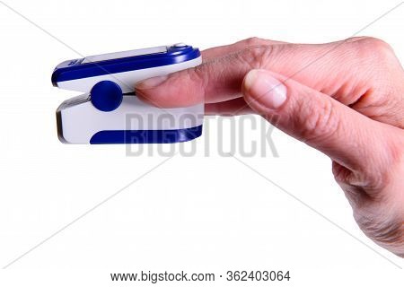 Fingertip Oxygen Sensor Pulse Rate Health Testor Oximeter  Stock Image Isolated On White Background
