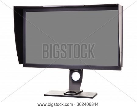 Professional Photographer Monitor With Shading Hood Isolated On White