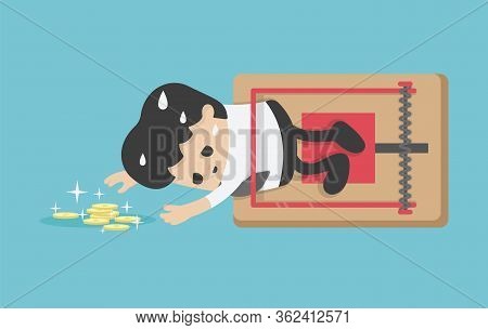 Businessman Trying To Get Money In Trap