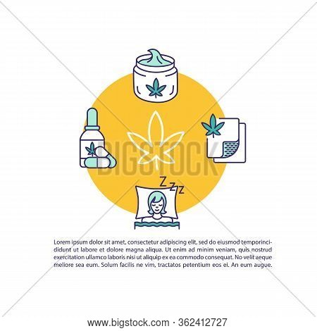 Cannabis Use Purposes Concept Icon With Text. Mmj Treatment, Organic Production And Relaxation. Ppt 