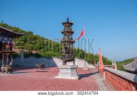 China, Heihe, July 2019: Taoist Temple Outside The City In Heihe In The Summer