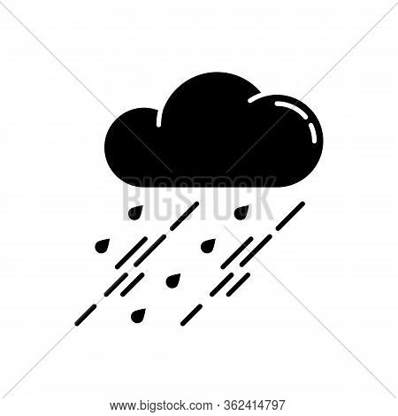 Showers Black Glyph Icon. Rainy Season, Weather Forecasting, Meteorology Silhouette Symbol On White 
