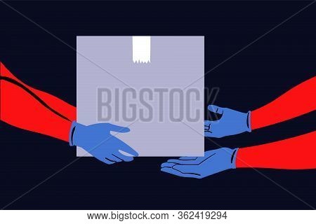 Post, Mail, Coronavirus, Protection, Covid19, Quarantine, Delivery Concept. Human Hands With Protect