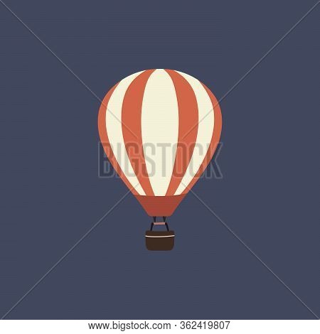 Hot Air Balloon Icon On Blue Background Stock Vector Illustration.